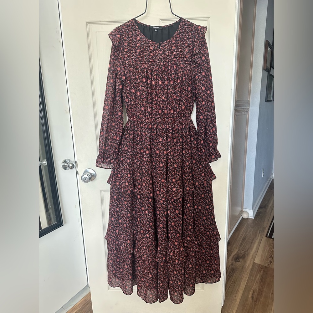 Madewell Georgette Tiered Maxi Dress Ruffle Cottagecore Fairy Boho Medium NWOT - Picture 4 of 13